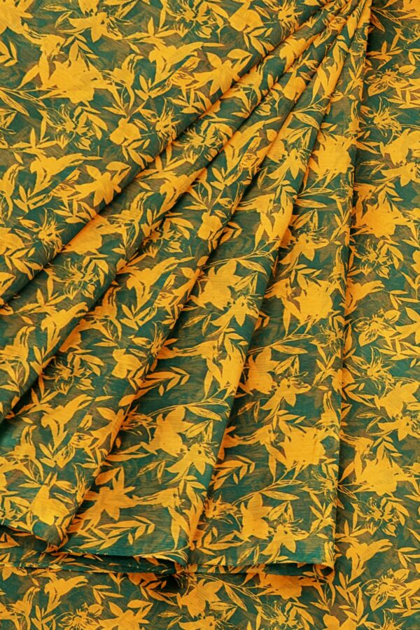 Yellow green saree with yellow green border - Image 6