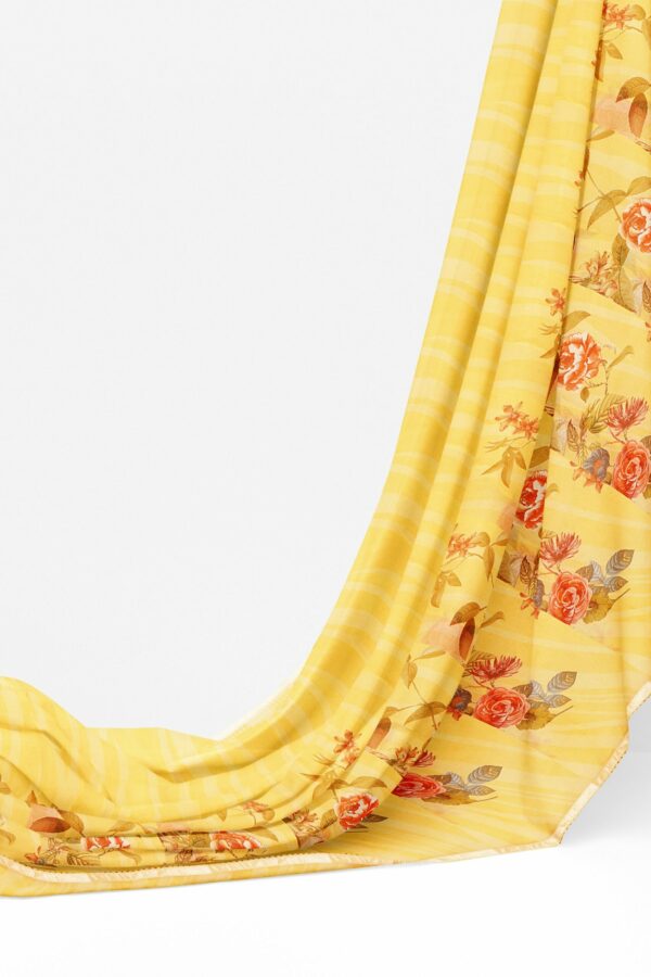 Yellow saree with golden colour border - Image 3