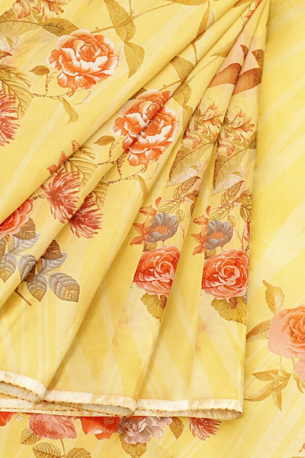 Yellow saree with golden colour border - Image 6