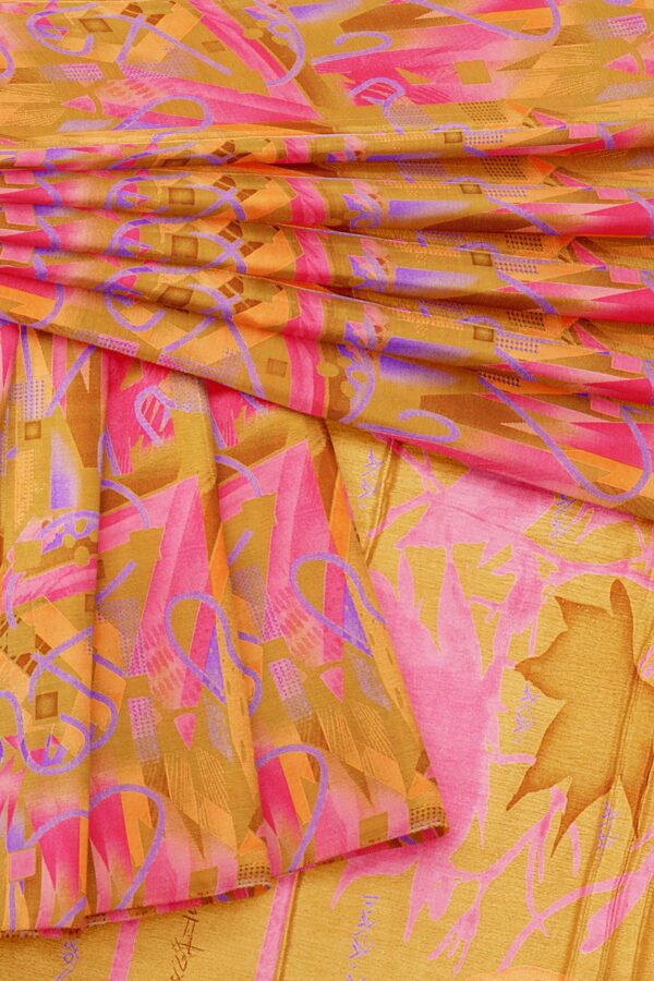 Yellow saree with pink border - Image 5