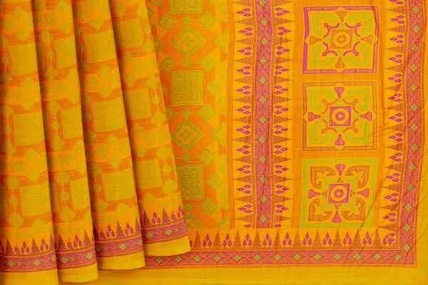 Yellow saree with red border - Image 4