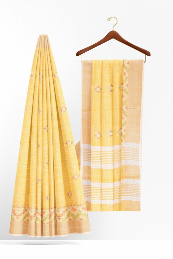 Yellow saree with sandal border