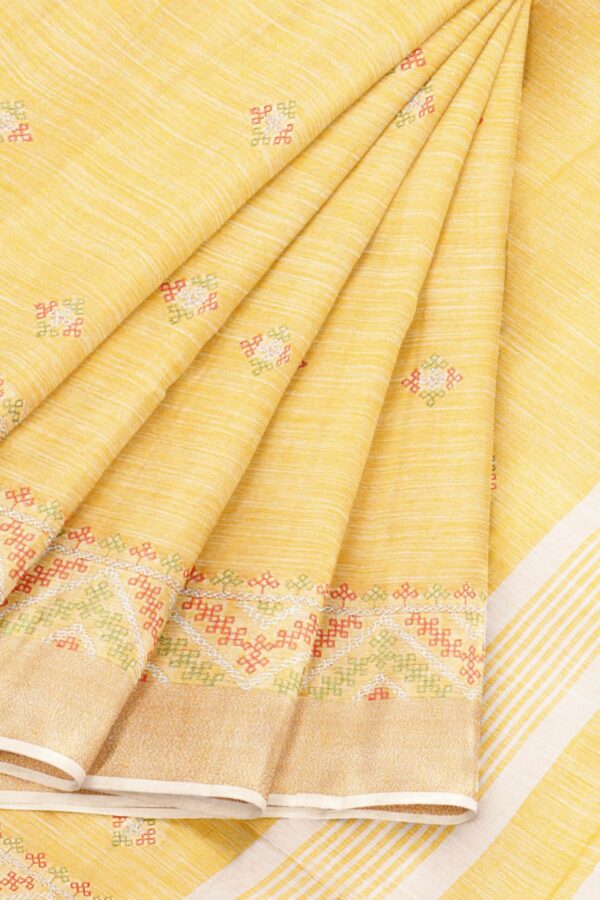 Yellow saree with sandal border - Image 6