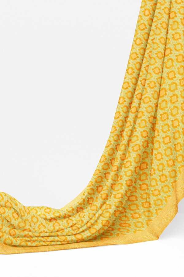 Yellow saree with yellow border - Image 3