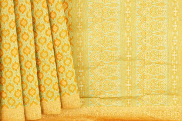 Yellow saree with yellow border - Image 4