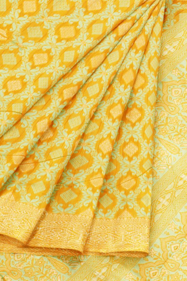 Yellow saree with yellow border - Image 6