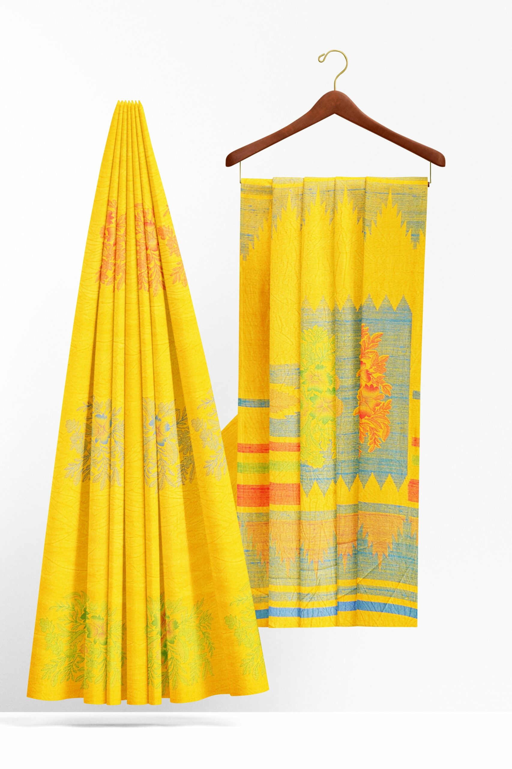 Yellow saree with yellow border