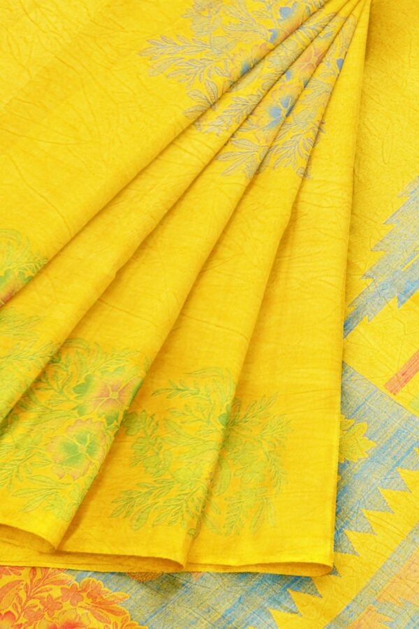 Yellow saree with yellow border - Image 6
