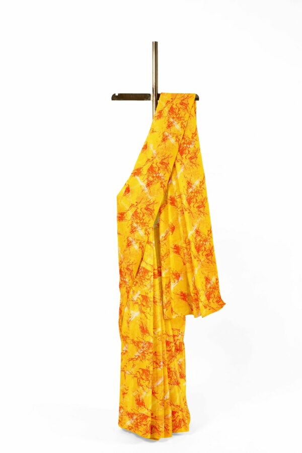 Yellow saree with yellow border - Image 2