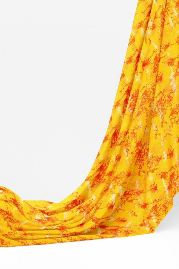 Yellow saree with yellow border - Image 3