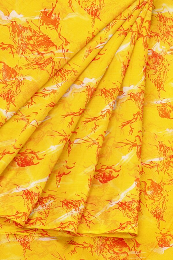 Yellow saree with yellow border - Image 6
