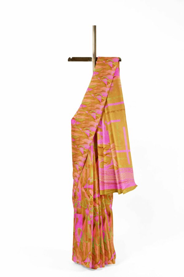 Yellow saree with yellow border - Image 2