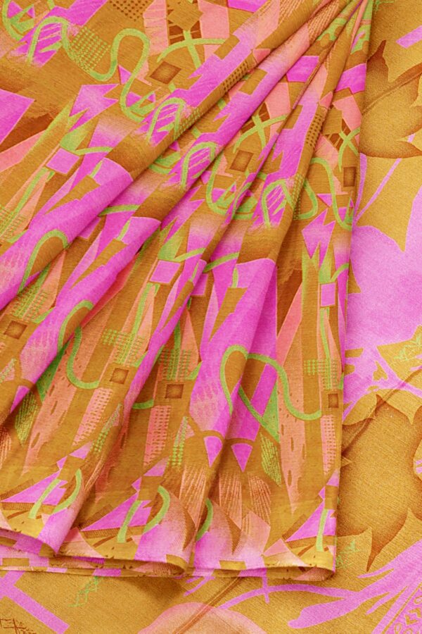 Yellow saree with yellow border - Image 6