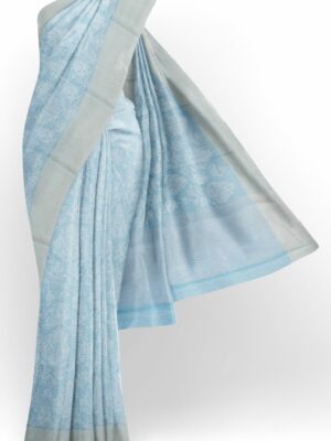 Light blue saree with grey border