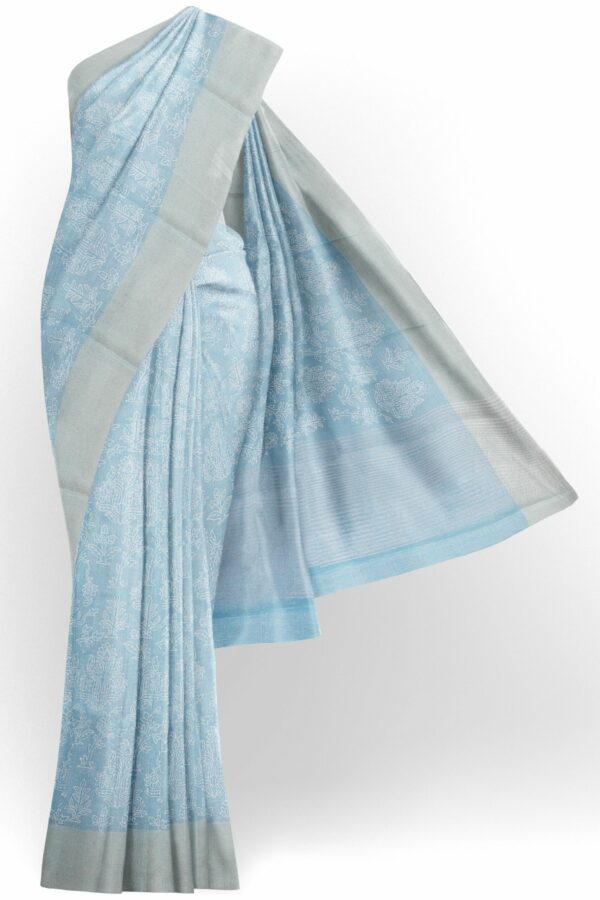 Light blue saree with grey border