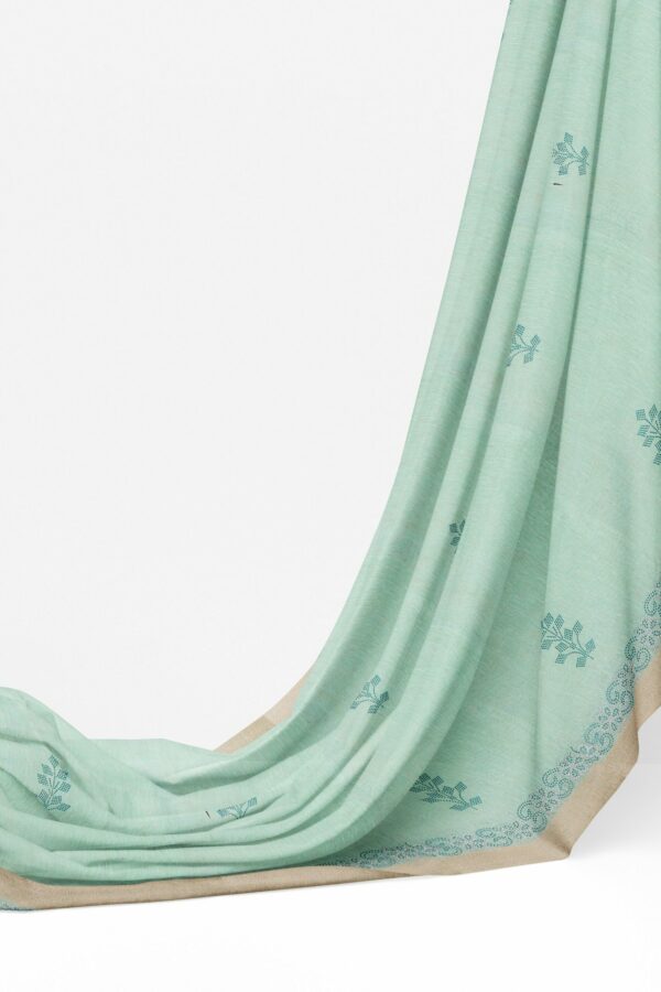 Light green saree with golden colour border - Image 3