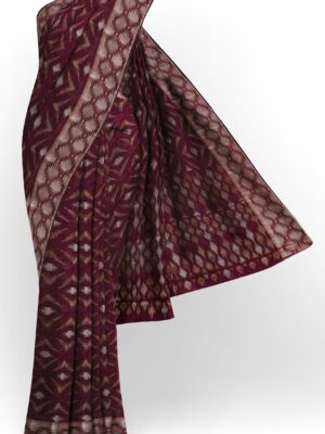 Maroon saree with silver colour border