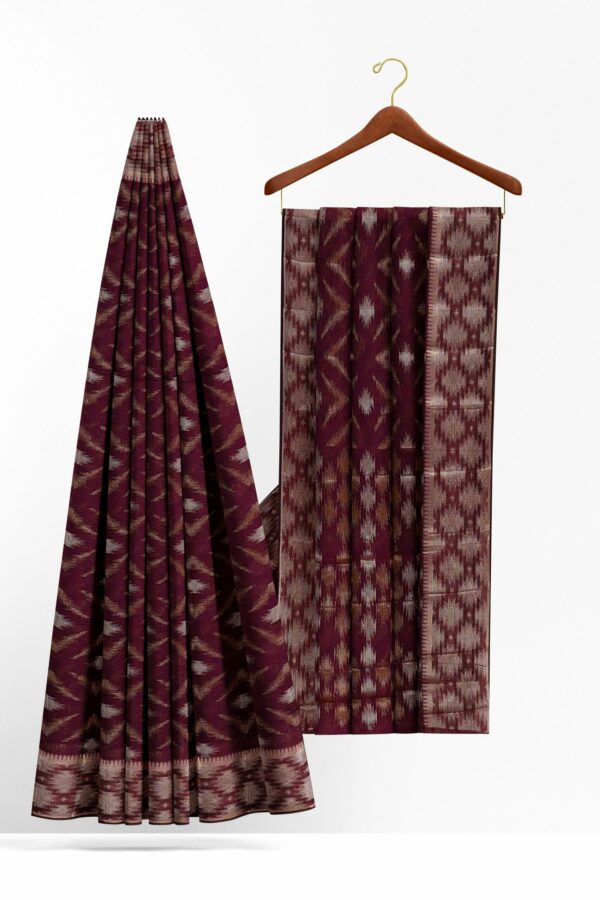 Maroon saree with silver colour border - Image 2