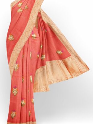 Orange saree with golden colour border