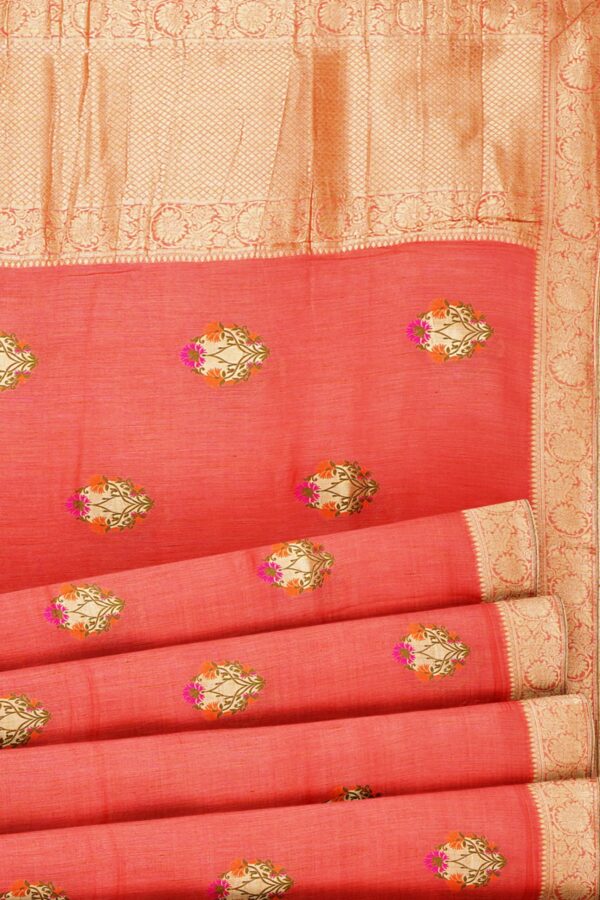 Orange saree with golden colour border - Image 4