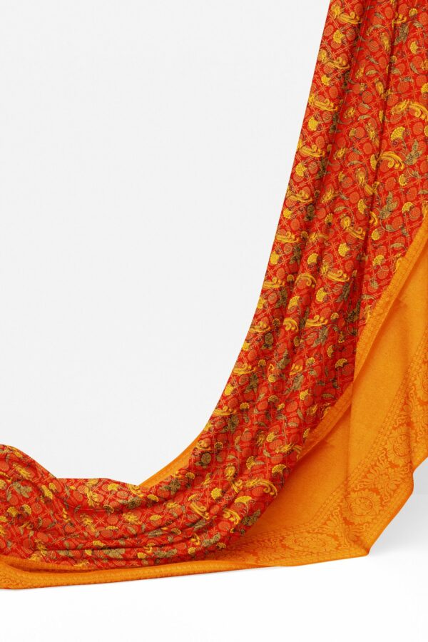 Red saree with yellow border - Image 3