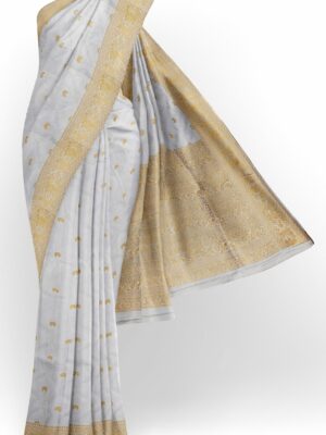 White saree with golden colour border