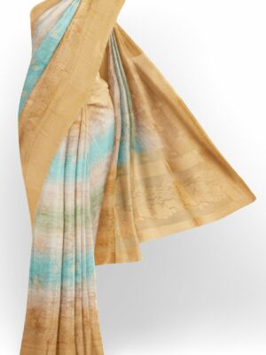 Sky blue saree with golden colour border
