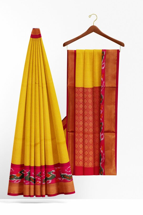 Yellow saree with red border - Image 2