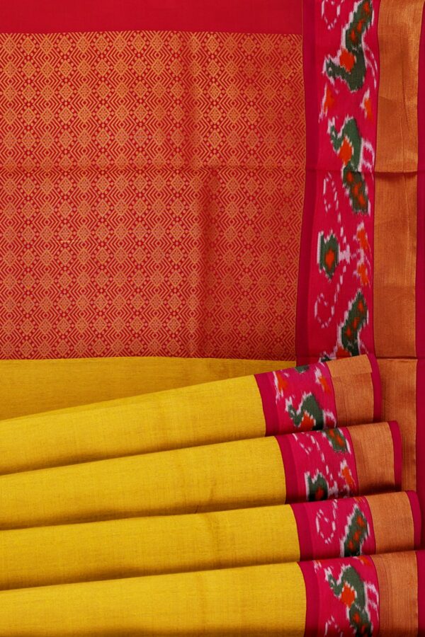Yellow saree with red border - Image 4