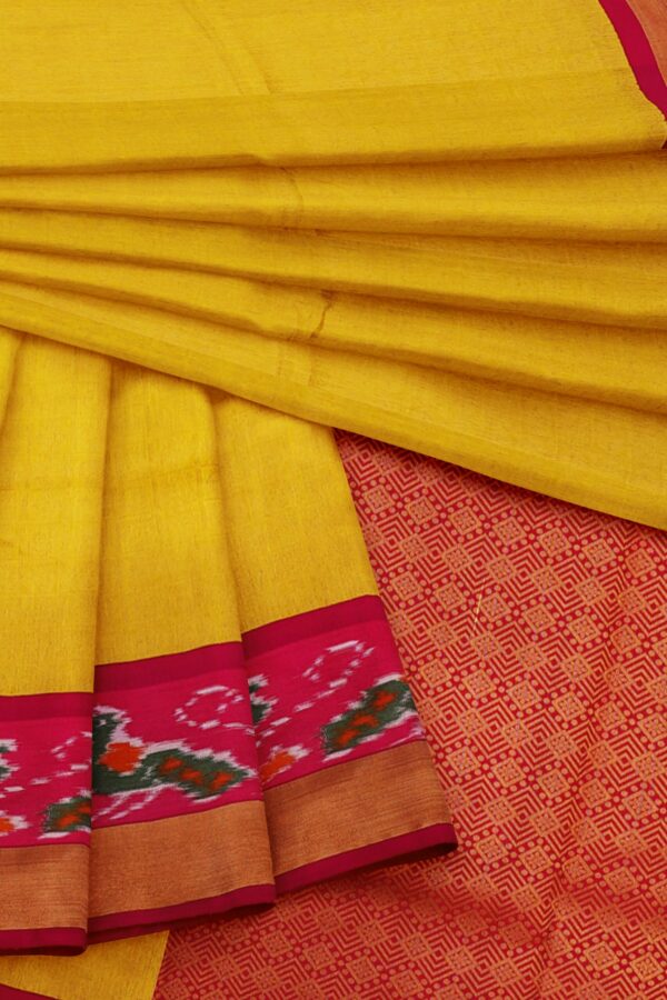 Yellow saree with red border - Image 5
