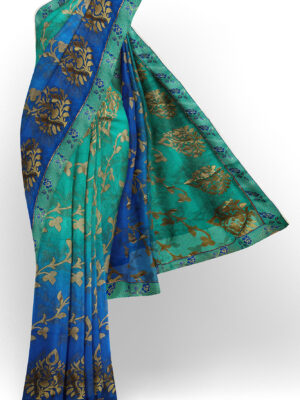 sri kumaran stores brasso saree blue and turquoise blue saree with turquoise blue border 1