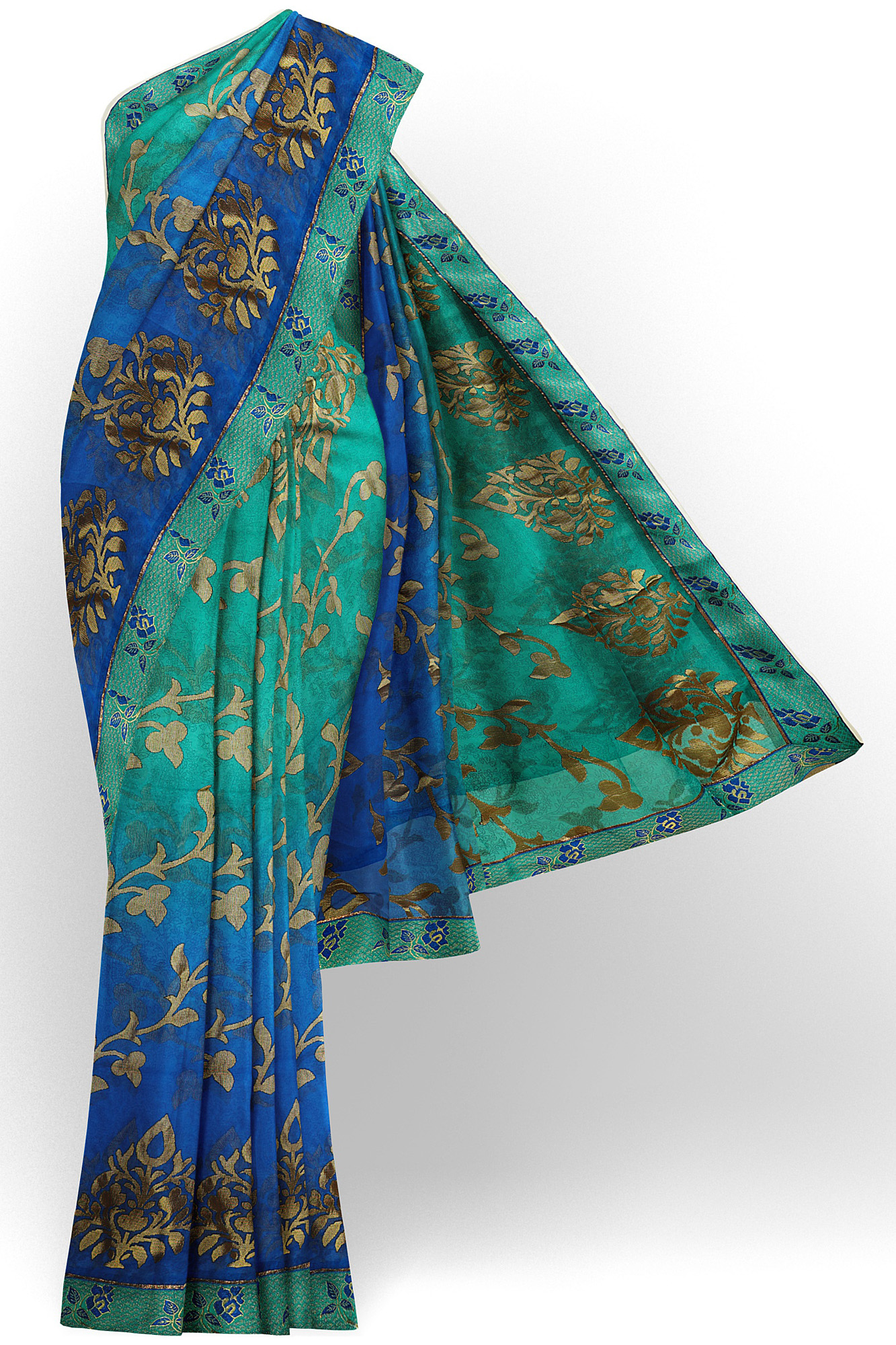 sri kumaran stores brasso saree blue and turquoise blue saree with turquoise blue border 1