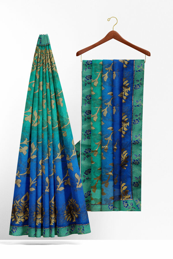 sri kumaran stores brasso saree blue and turquoise blue saree with turquoise blue border 2