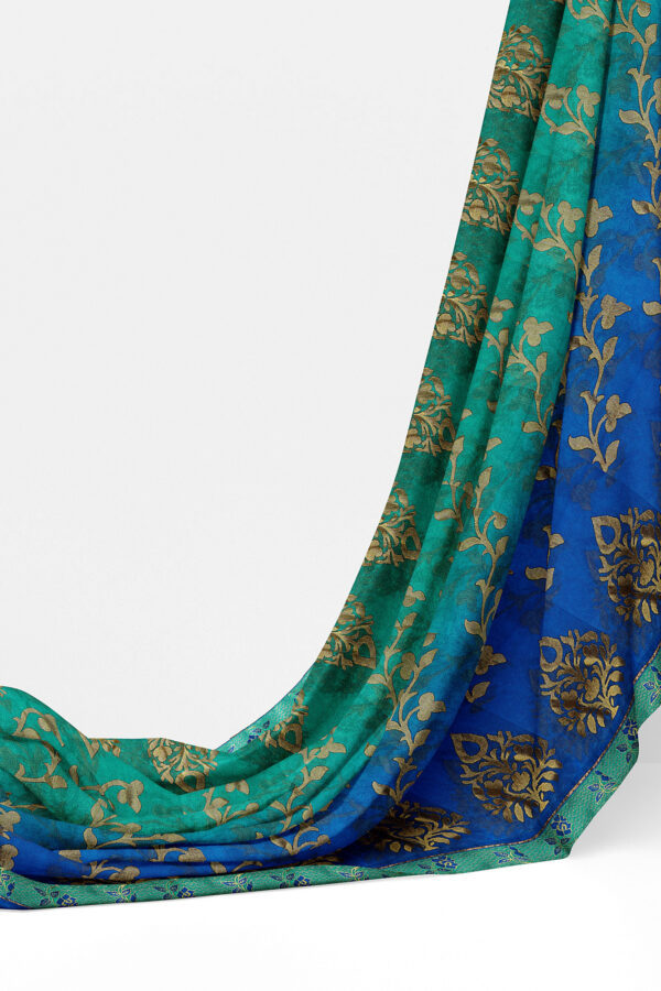 sri kumaran stores brasso saree blue and turquoise blue saree with turquoise blue border 3