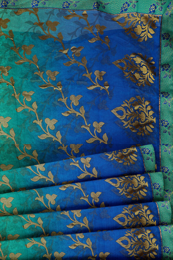 sri kumaran stores brasso saree blue and turquoise blue saree with turquoise blue border 4