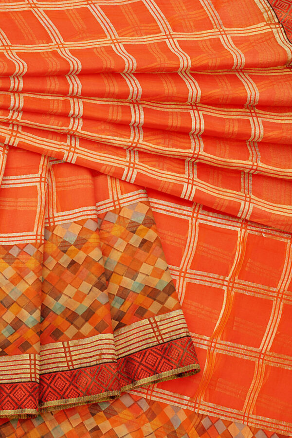 sri kumaran stores brasso saree orange saree with red border 5