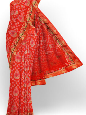 sri kumaran stores brasso saree red saree with golden red border 1