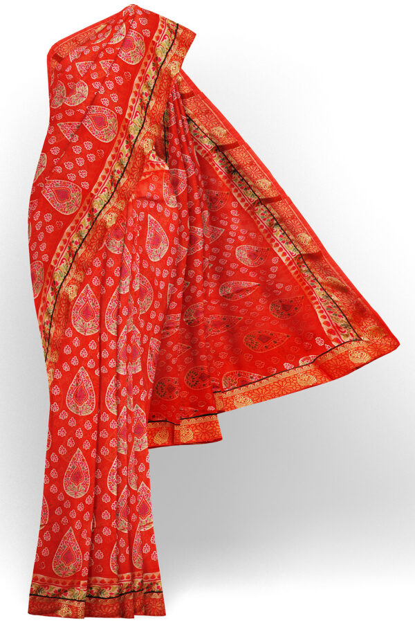 sri kumaran stores brasso saree red saree with golden red border 1