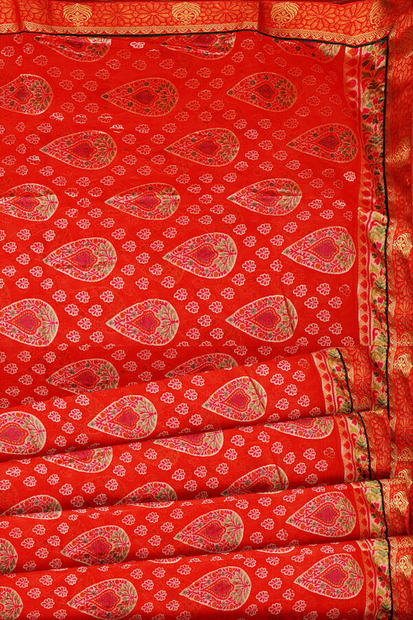 sri kumaran stores brasso saree red saree with golden red border 4