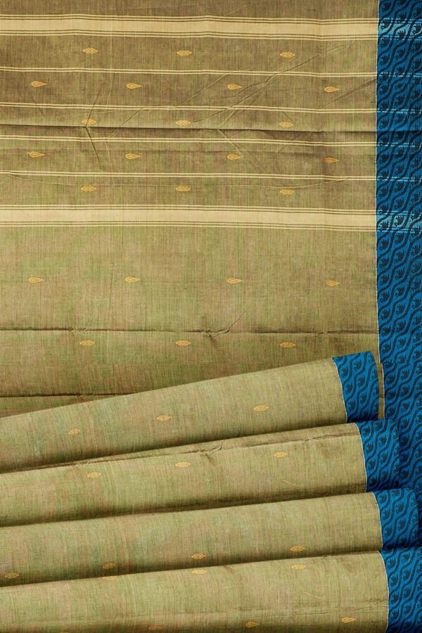 sri kumaran stores chettinad cotton light green saree with blue border 4