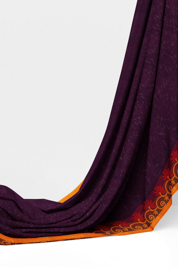 sri kumaran stores chettinad cotton maroon saree with orange border 3