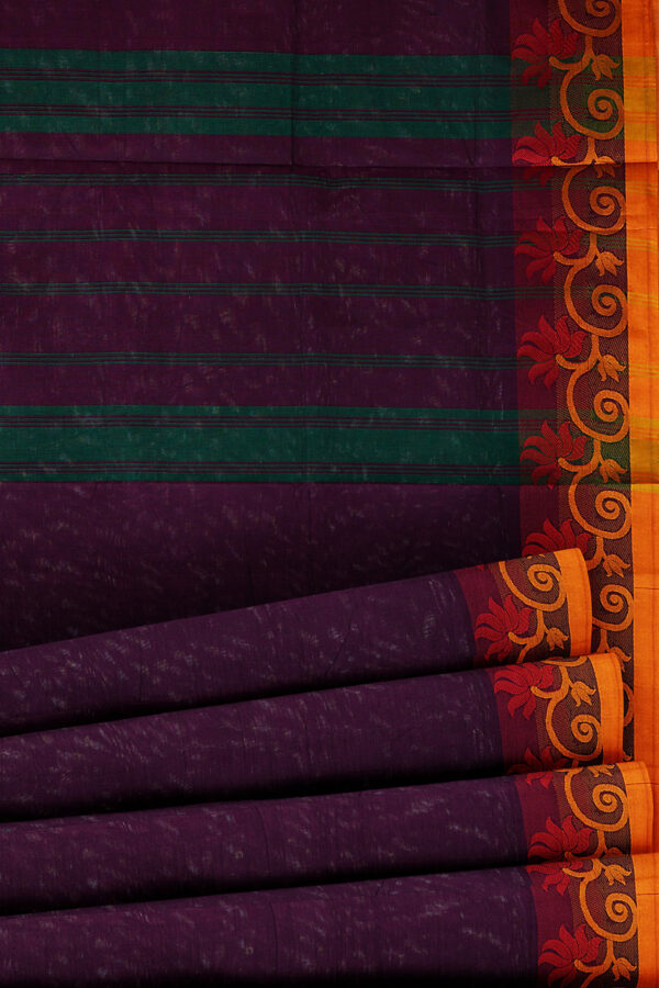 sri kumaran stores chettinad cotton maroon saree with orange border 4