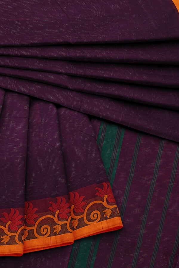 sri kumaran stores chettinad cotton maroon saree with orange border 5