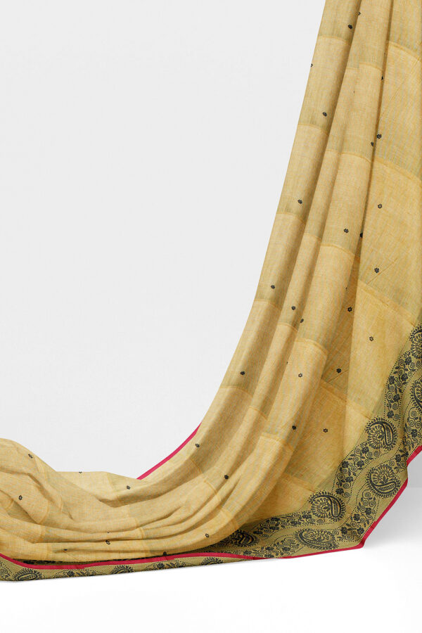 sri kumaran stores chettinad cotton yellow saree with green border 3
