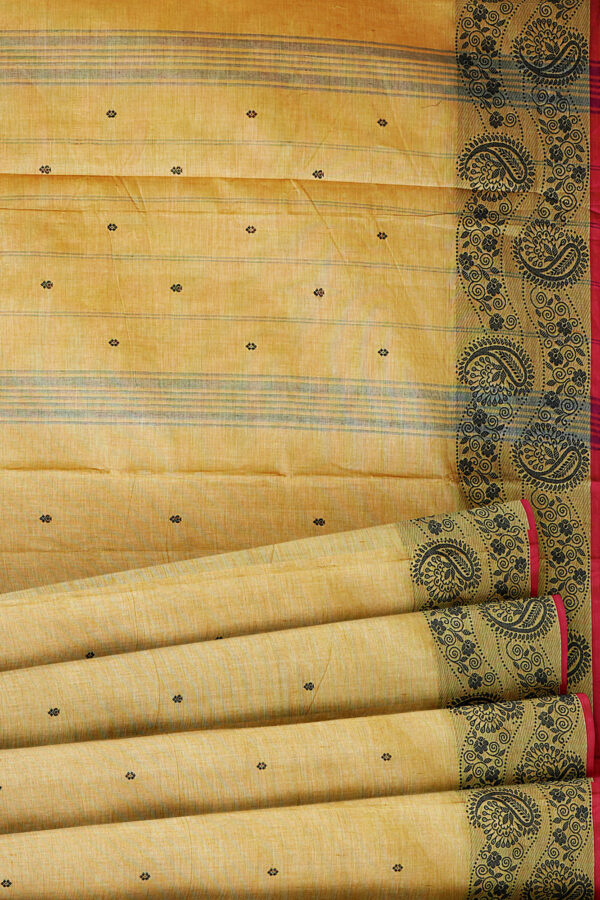 sri kumaran stores chettinad cotton yellow saree with green border 4