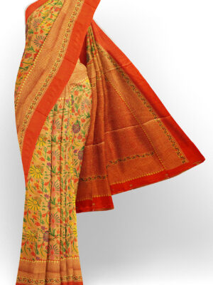 sri kumaran stores jakarta saree yellow saree with orange border 1