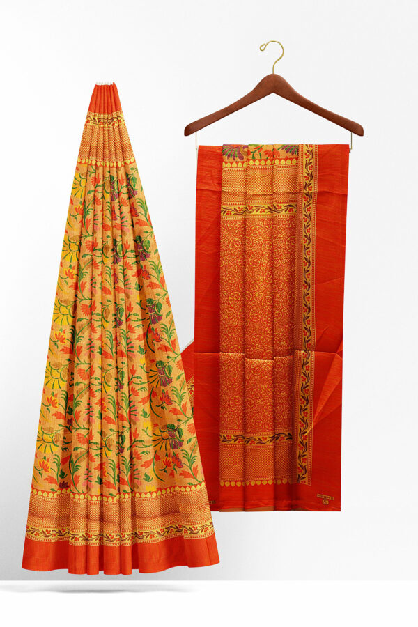 sri kumaran stores jakarta saree yellow saree with orange border 2