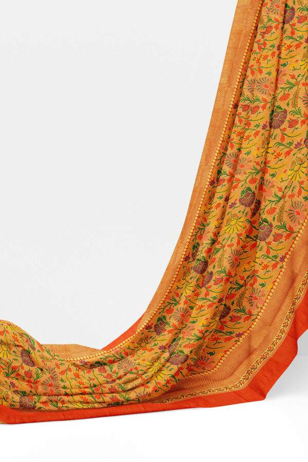 sri kumaran stores jakarta saree yellow saree with orange border 3