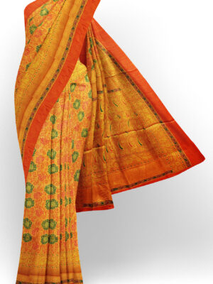 sri kumaran stores jakarta saree yellow saree with orange border 1 1