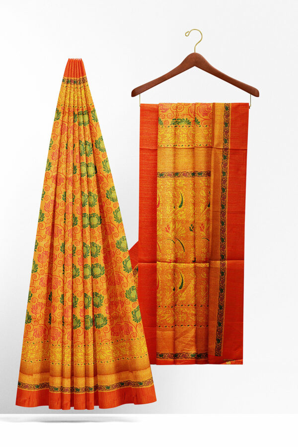 sri kumaran stores jakarta saree yellow saree with orange border 1 2